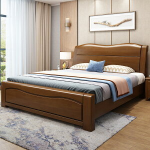 楓林宜居 中式實木床1.8米主臥雙人婚床1.5米床現代簡約高箱儲物床臥室家具