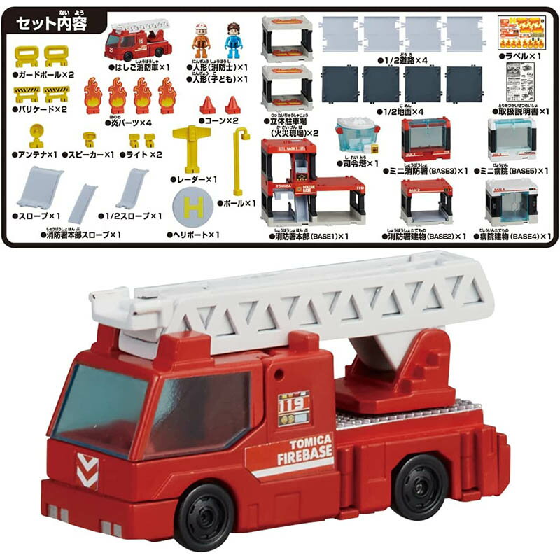 【Fun心玩】TW20968 正版 新城鎮 消防基地 (內附消防車*1) TOMICA 消防車 多美小汽車 場景 模型 3