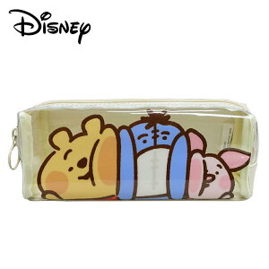【日本正版】小熊維尼 皮質 透明筆袋 鉛筆盒 筆袋 化妝包 收納包 小豬 Winnie - 025812
