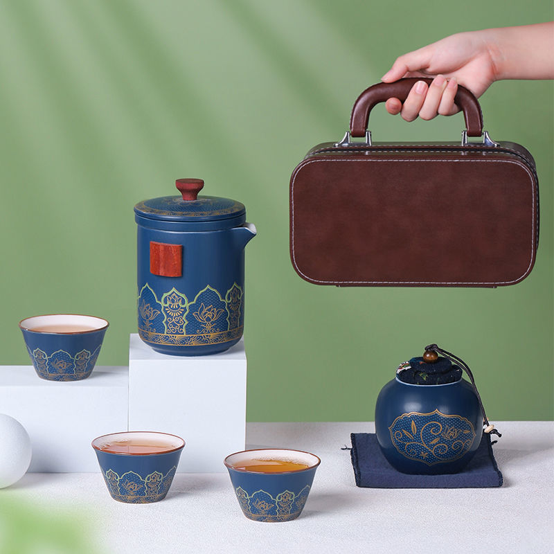 簡約旅行功夫茶具小套裝便攜式一壺三杯快客杯戶外陶瓷泡茶壺定制