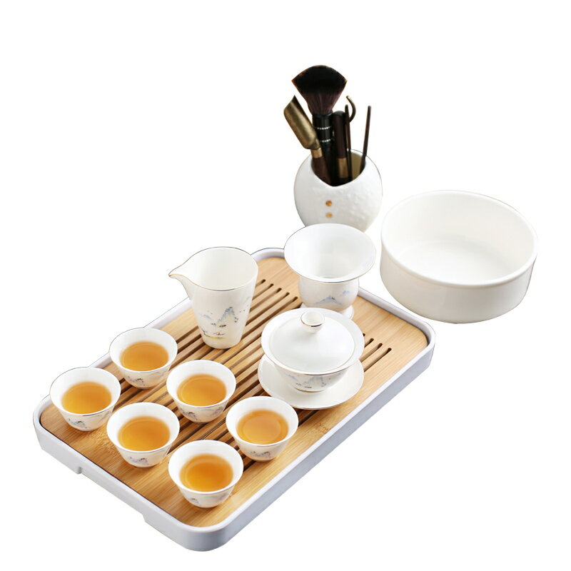 遠舍家用德化白瓷功夫茶具套裝辦公室陶瓷茶杯茶壺蓋碗整套禮盒裝