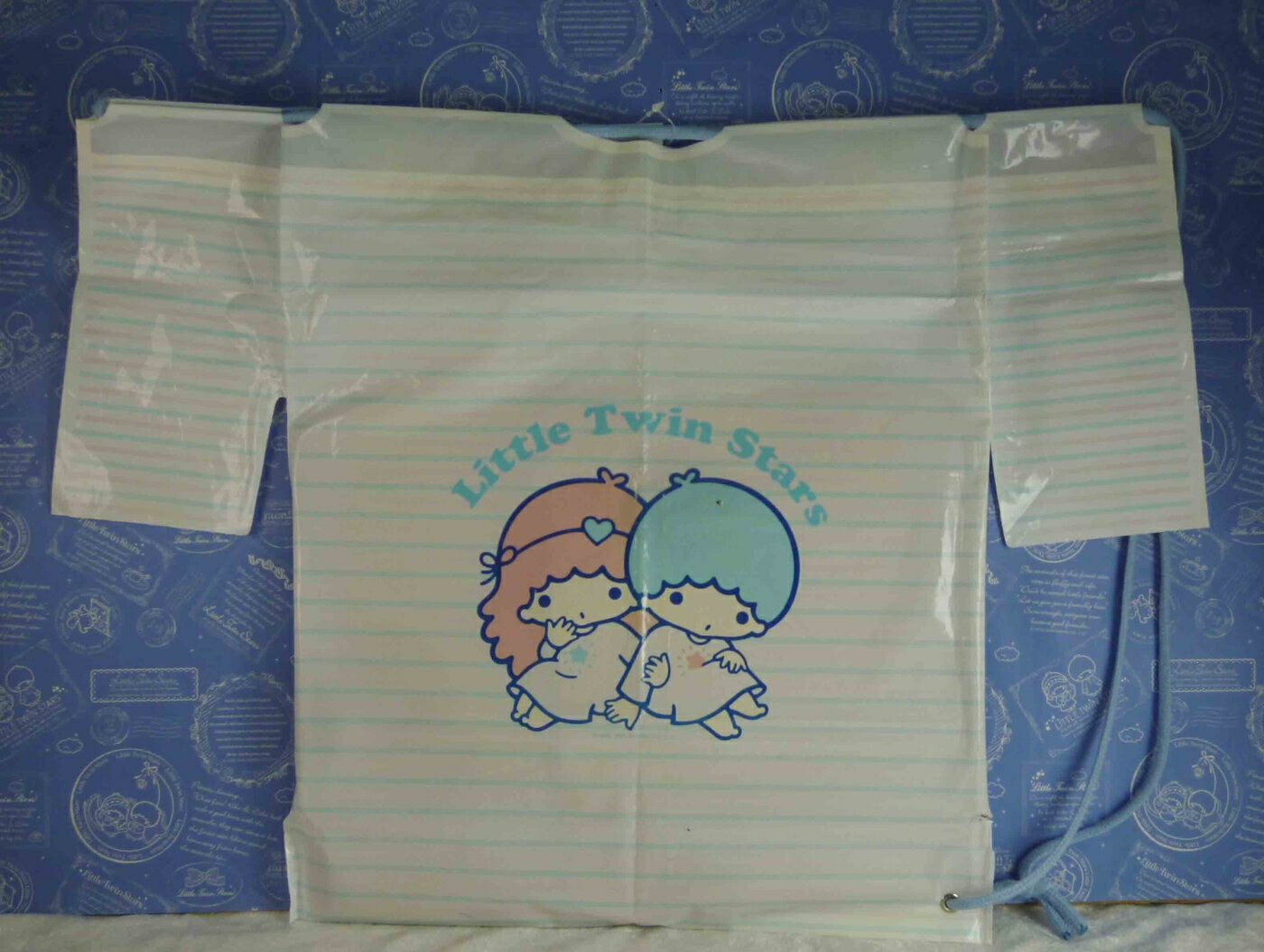 【震撼精品百貨】Little Twin Stars KiKi&LaLa 雙子星小天使 袋子 粉 橫紋 震撼日式精品百貨