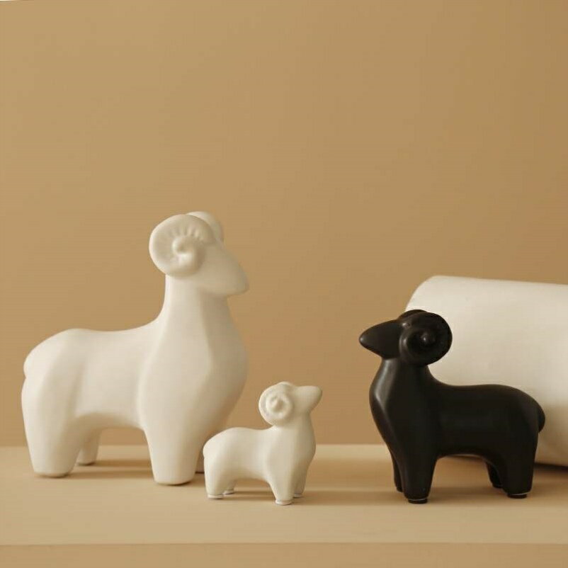 北歐陶瓷動物擺件可愛三羊開泰家居小羊羊裝飾品生肖擺飾
