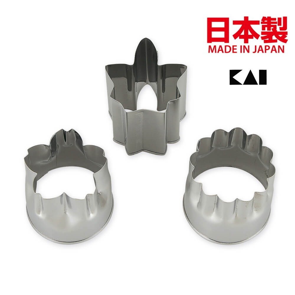 asdfkitty*日本製 貝印 不鏽鋼模型3入-楓葉.櫻花.菊花-做餅乾.壓起司.蔬菜壓模-正版商品