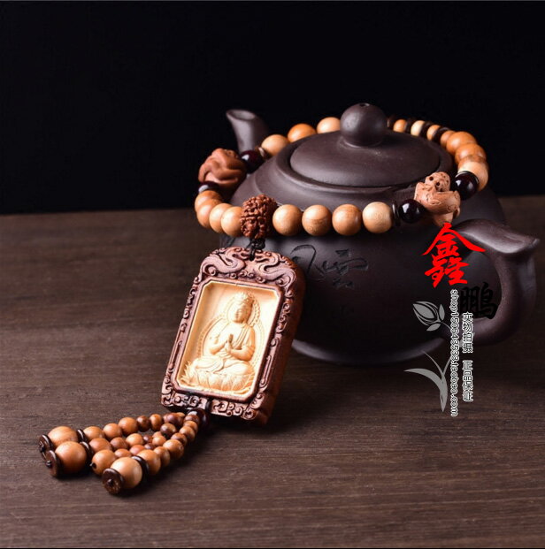 桃木汽車掛件保平安符生肖屬羊猴者本命佛大日如來汽車掛飾 2