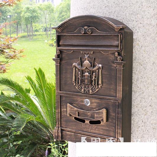特價中?固盾信箱歐式別墅室外防銹古銅色戶外掛牆復古郵箱信報箱Mailbox