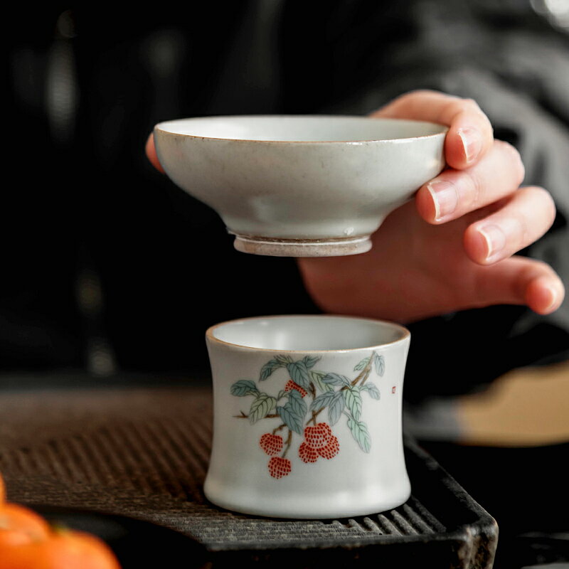 汝窯茶漏組可養茶濾茶葉過濾陶瓷茶漏網套裝茶水分離茶道茶具配件