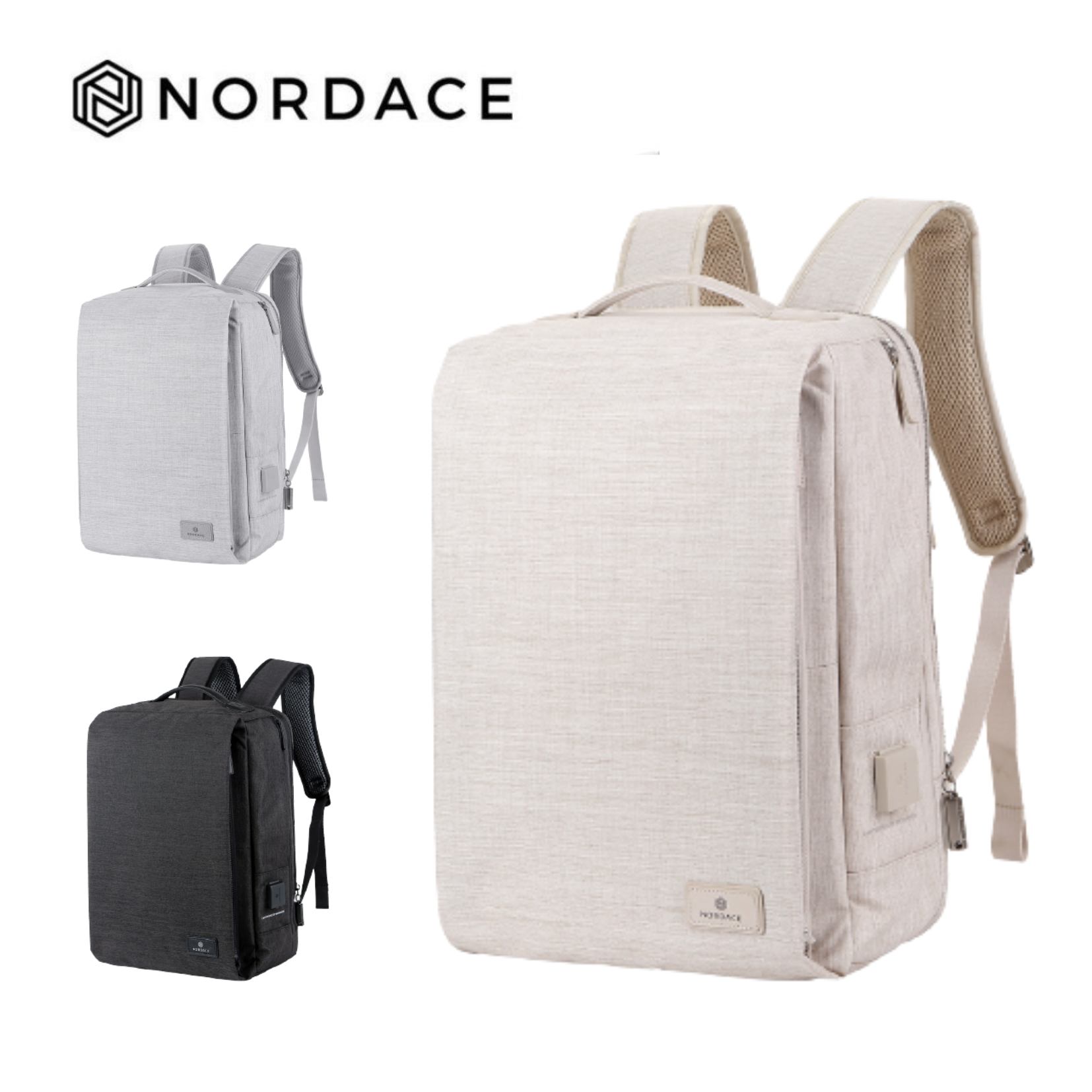 Nordace Siena II 時尚智能背包 充電雙肩包 充電背包 筆電包 電腦包 旅行包 休閒包 防水背包 後背包 雙肩包 3色可選-米色