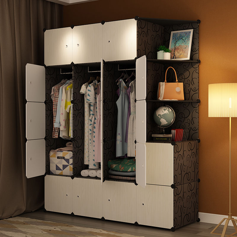 簡易收納櫃易衣櫃佈組裝出租房用臥室折疊儲物掛衣櫥收納櫃子約