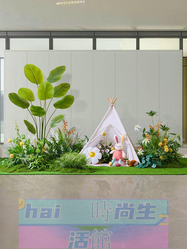 免運 可開發票 假綠植仿真植物造景大型室內景觀佈置墻角落櫥窗假花假草裝飾擺件