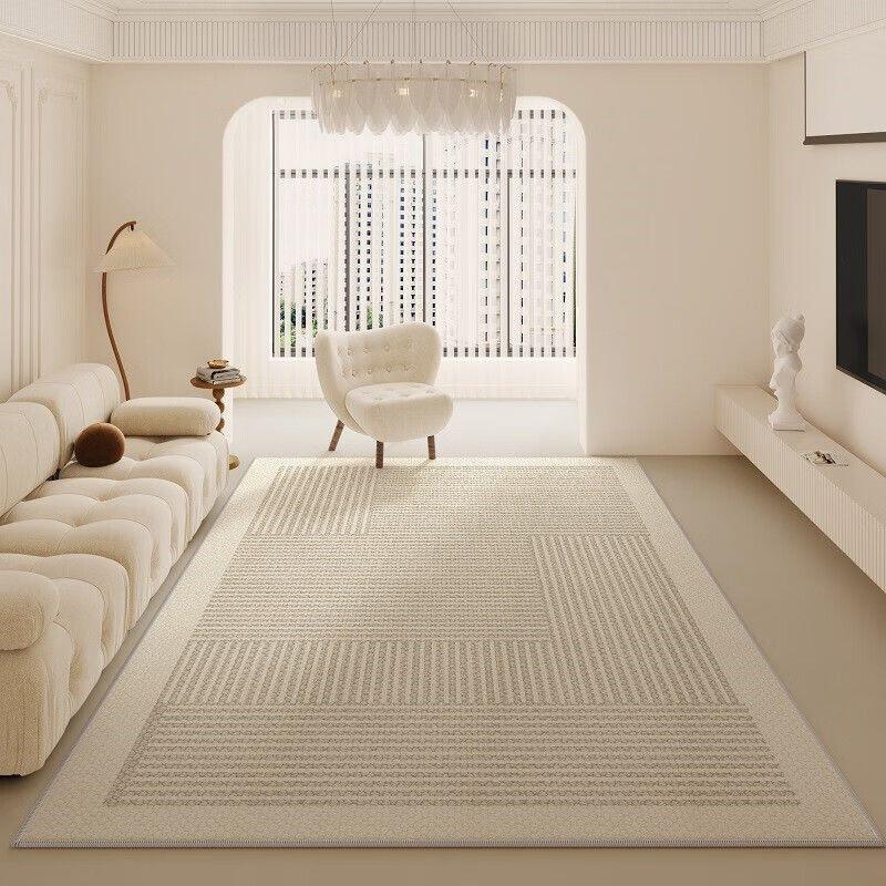 地毯 房間地毯 客廳地毯 床邊地毯 臥室地毯地毯 暖色系奶油風客廳高級輕奢茶幾毯 家用法式簡約臥室地毯