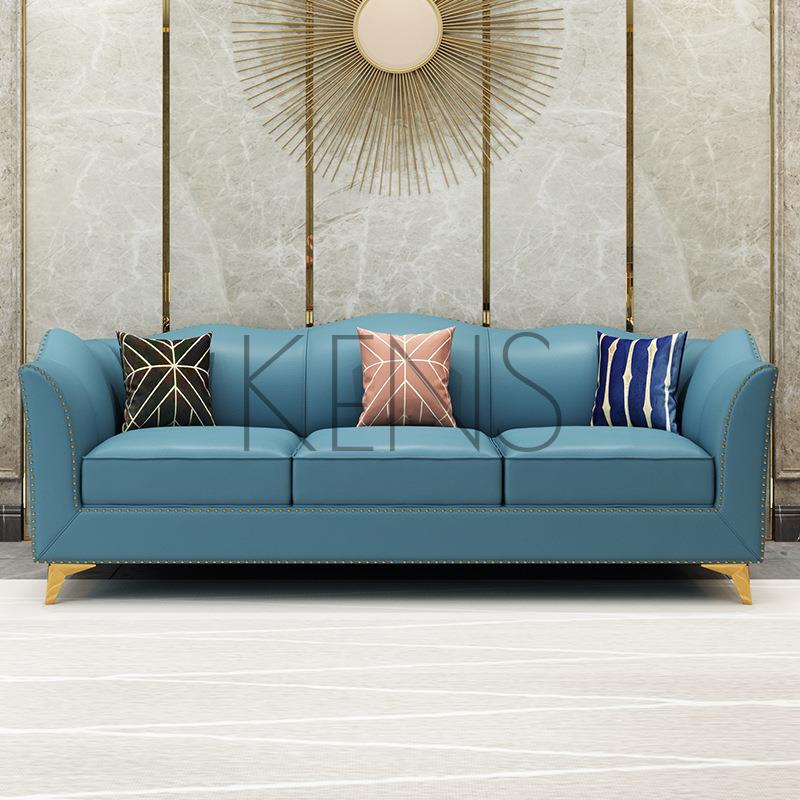 【KENS】沙發 沙發椅 美式輕奢沙發現代簡約小戶型客廳組合家具三人真皮沙發定制