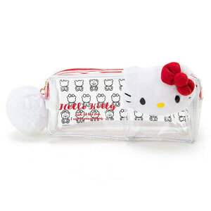【震撼精品百貨】Hello Kitty 凱蒂貓-HELLO KITTY立體絨毛裝飾透明PVC筆袋 震撼日式精品百貨