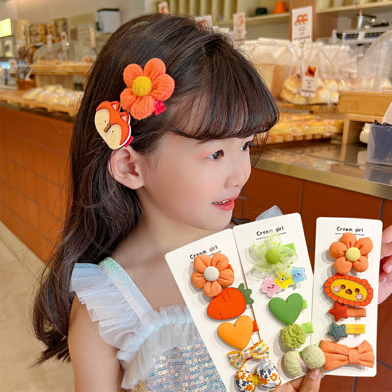 兒童蝴蝶結發夾女童可愛側邊碎發劉海夾寶寶全包布不傷發發卡頭飾