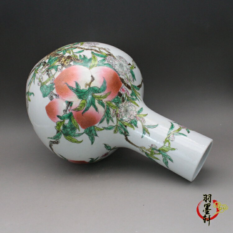 清雍正粉彩手繪壽桃紋天球瓶大花瓶古玩古董陶瓷器仿古老貨收藏品| 協貿