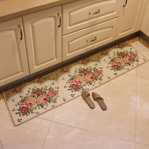 時尚玫瑰花地墊 廚房浴室衛生間吸水長條防滑地毯