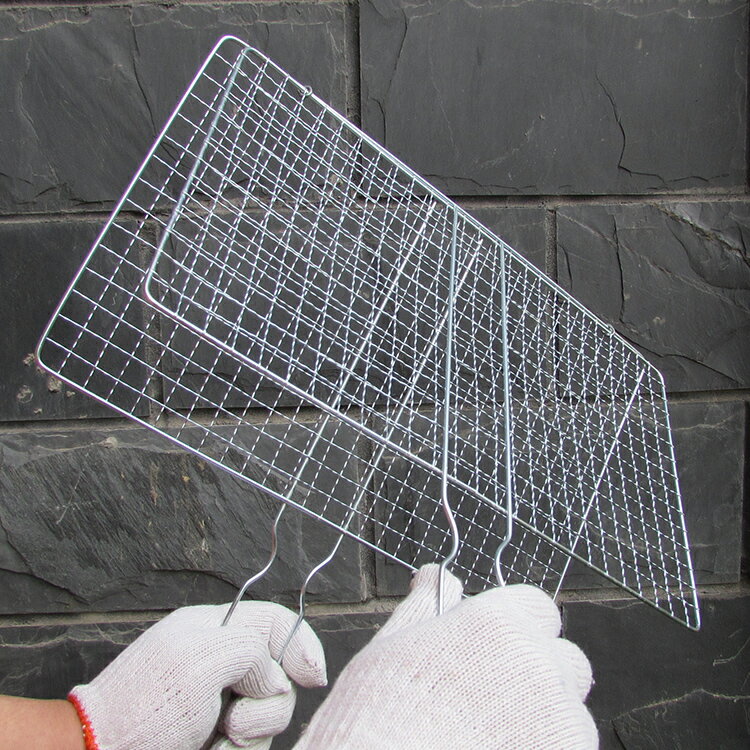 燒烤網 不鏽鋼燒烤網 不鏽鋼網片 烤魚夾燒烤網不鏽鋼鐵絲用品 烤網長方形用具架家用工具夾網格片『XY42945』