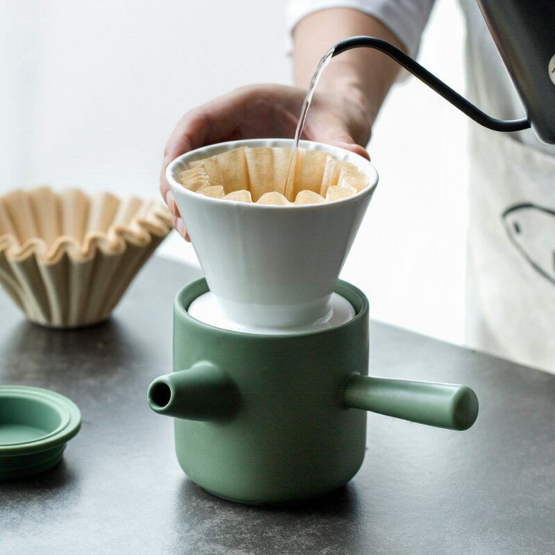 免運 瓷彩美手沖咖啡壺滴濾過濾器陶瓷咖啡濾杯套裝家用便攜咖啡用具