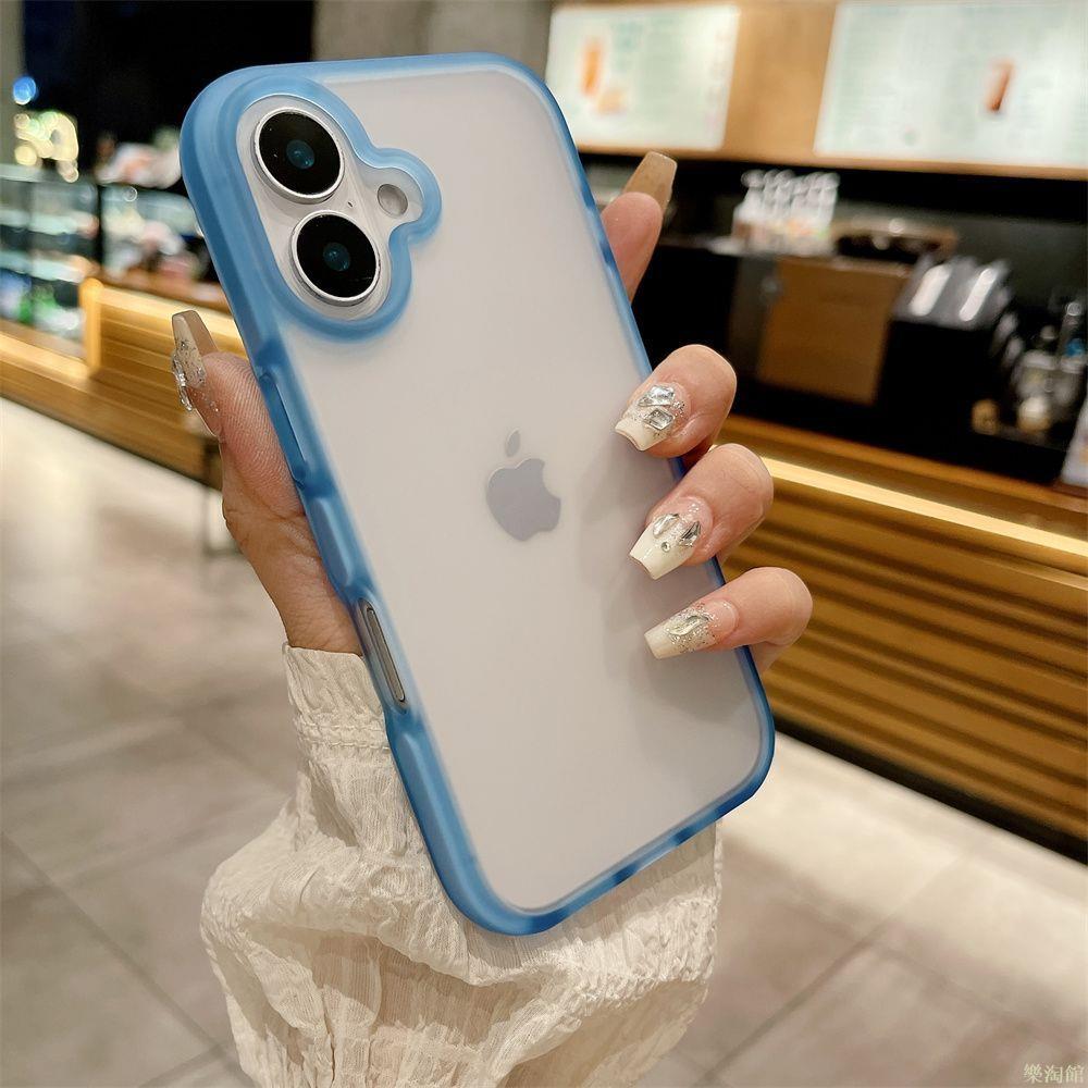 果凍氣囊適用蘋果16手機殼透色膚感磨砂iPhone16promax防摔高顏值
