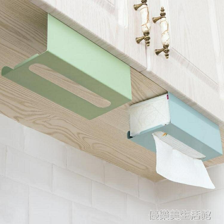 廚房紙巾架免打孔鐵藝用紙架家用餐巾紙創意掛架櫥櫃門抽紙盒壁掛 年終特惠