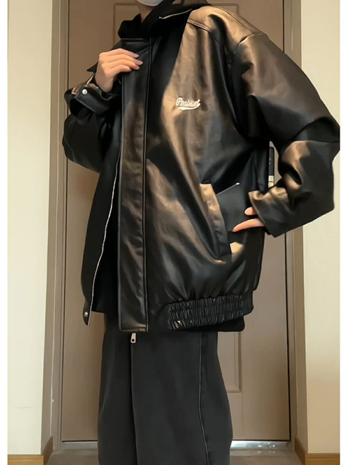黑色皮衣外套男秋冬款穿搭高階感美式機車夾克痞帥夾棉棒球服短款【雲木雜貨】