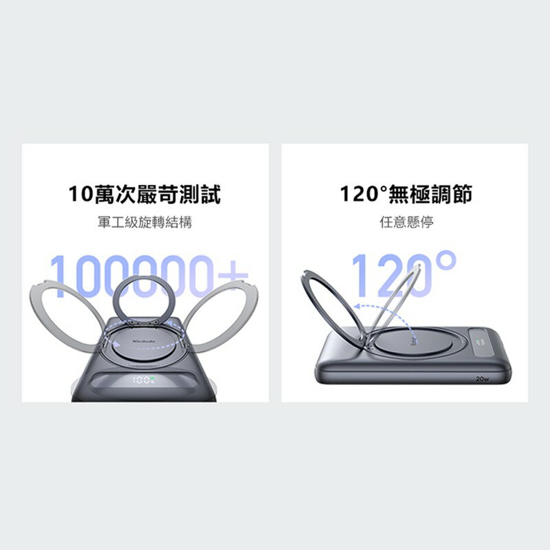 Mcdodo麥多多 LQ MC836 Meta系列20W旋轉支架數顯金屬磁吸行動電源5000mAh 18.5Wh 4