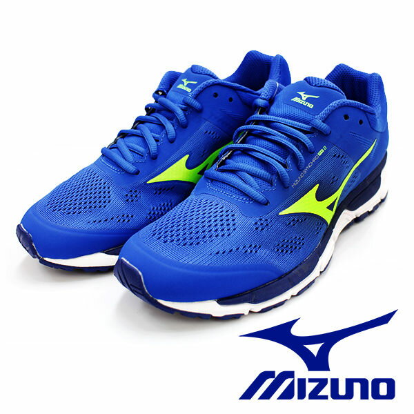 【MIZUNO 促銷5折】 MIZUNO  SYNCHRO MX 2 藍X螢光綠 男休閒鞋運動鞋健走鞋跑鞋 J1GE171941