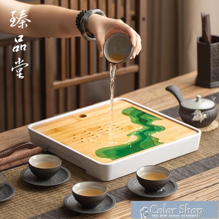 茶盤竹制茶盤家用簡約功夫茶具日式幹泡茶臺客廳儲水托盤現代茶海托