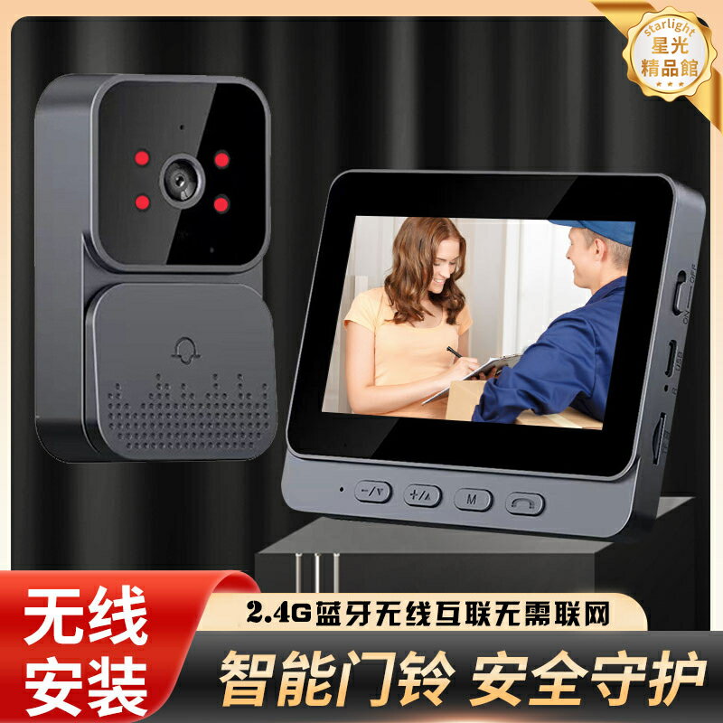 【4.3吋大螢幕】智能門鈴 可視門鈴 電子貓眼 無線監控 門外攝影機 雙向對講 紅外夜視 移動偵測 遠端觀看 即時錄影 居家安全必備