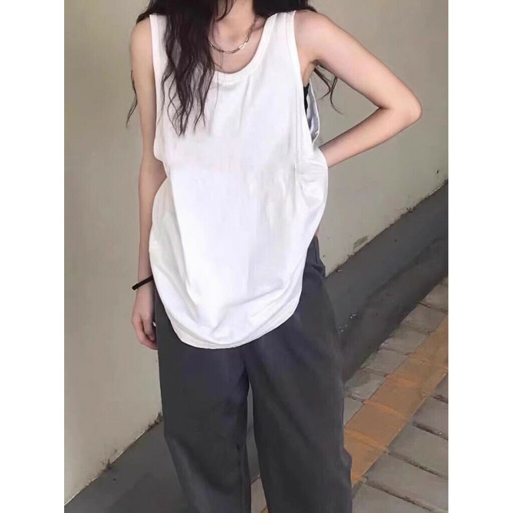 無袖坎肩吊帶背心女 寬鬆顯瘦T恤 女外穿上衣 寬鬆吊帶 素面 百搭打底衫