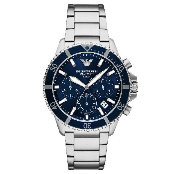EMPORIO ARMANI 亞曼尼 AR11681 太陽能三眼計時手錶 藍面  43.5mm｜樂天全館特惠中★指定刷卡回饋10%
