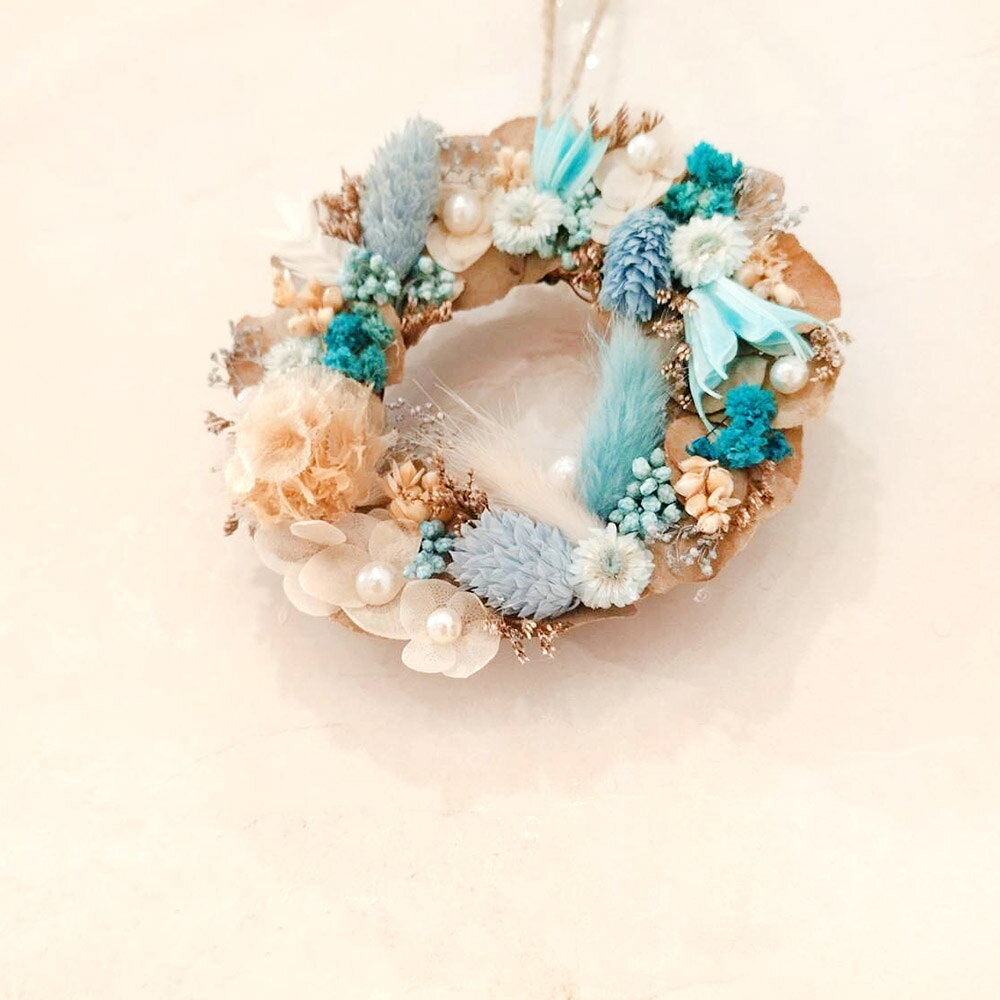 萩蒔花花藝x覓品竹北手作店-乾燥花x永生花創作掛飾/花圈-湖水綠 1