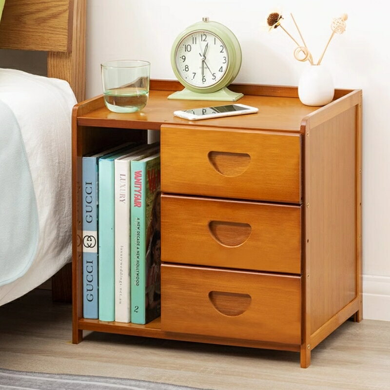 床頭柜子簡約現代迷你小型置物架實木輕奢臥室床邊簡易儲物
