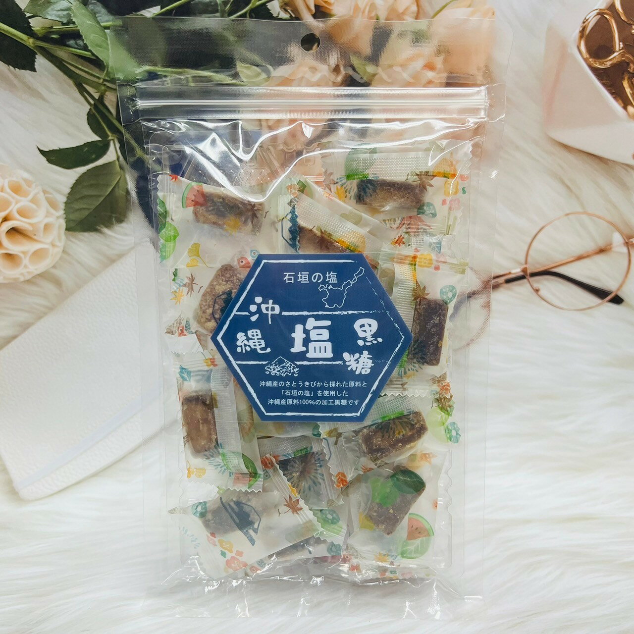 日本 琉球黑糖 沖繩 鹽味黑糖 100g 沖繩黑糖 鹽黑糖 鹽糖 石垣鹽糖｜全店$199免運