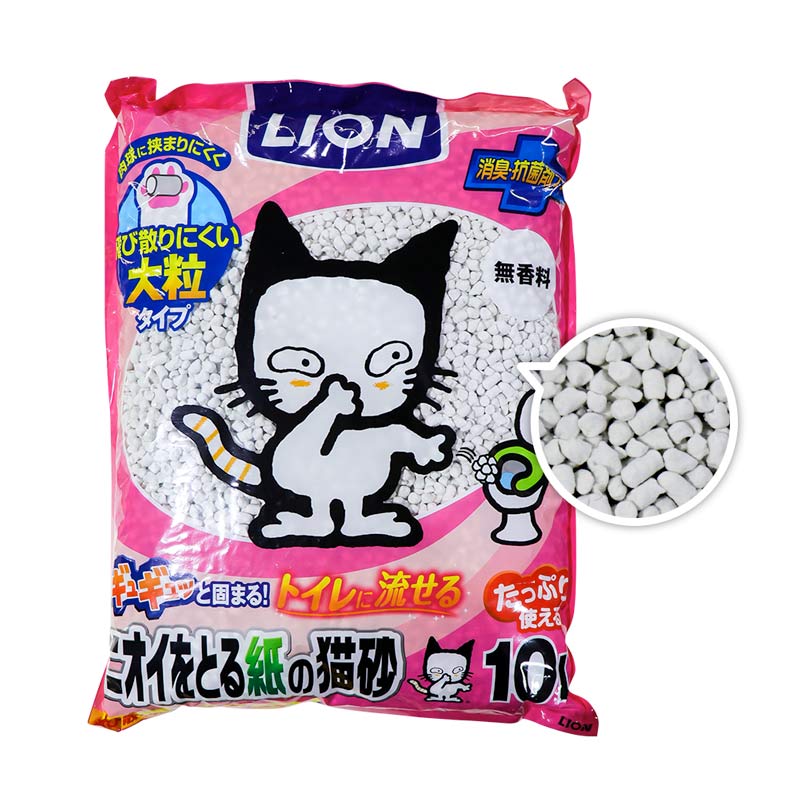 日本LION 除臭貓砂 大顆粒紙砂10L