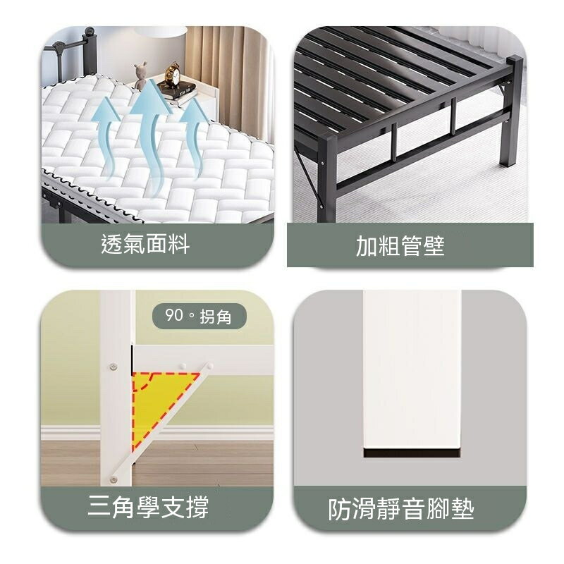 折疊床 單人床 雙人床 折疊床 1.2米床架 床架 午休床 雙人床 鋼絲床 鐵床 鐵藝床 床 簡易床 休息間床 4