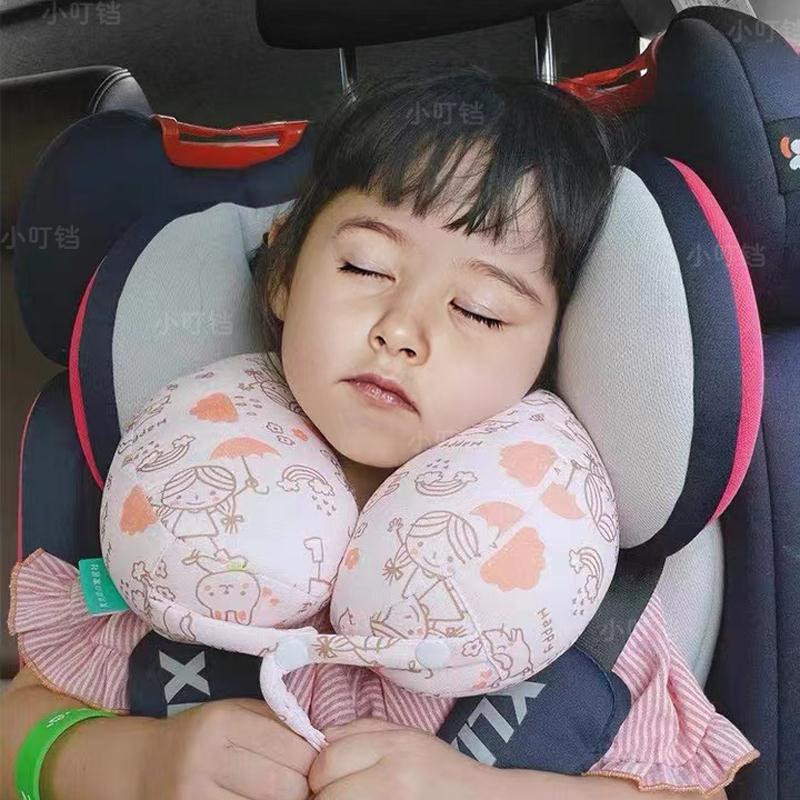 車載頭枕 枕頭 韓國卡通汽車頸枕兒童護頭枕車載安全座椅枕頭寶寶推車睡覺防勒枕