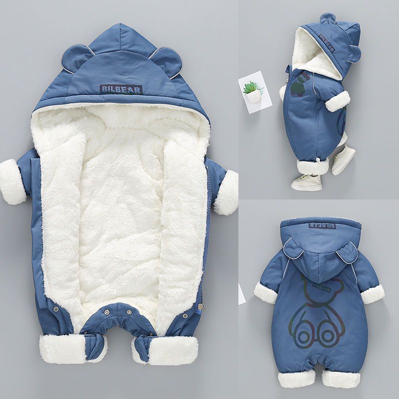 新生嬰兒兒連體衣冬裝寶寶外出抱衣加厚衣服嬰幼兒秋冬熊熊棉衣