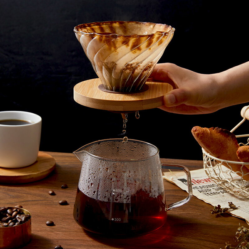 雙層咖啡過濾杯手沖咖啡壺器具套裝免濾紙滴漏式漏斗玻璃過濾器