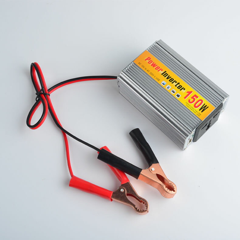 12V電瓶夾轉市電 150W 12V轉220V車載逆變器汽車電源轉換器插座