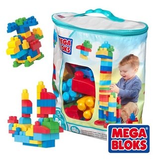 【紫貝殼】 加拿大 MEGA BLOKS 美高80片積木袋(藍) FEADCH63M