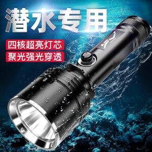 專業潛水強光手電筒超亮戶外遠射防水可下水夜潛專用深潛119米 趕海手電筒