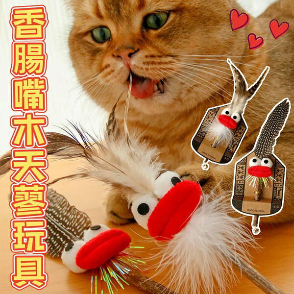 『台灣x現貨秒出』香腸嘴羽毛木天蓼鈴鐺貓玩具 寵物玩具 貓咪玩具 貓貓玩具 喵玩具 羽毛玩具