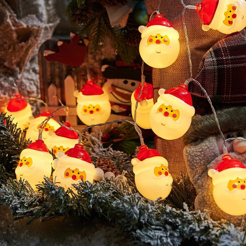 聖誕燈飾 圣誕老人雪人裝飾圣誕樹led小彩燈閃燈串燈滿天星房間臥室星星燈