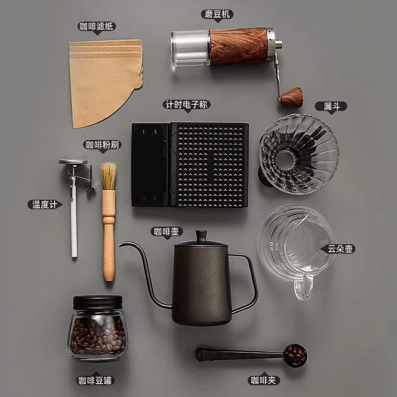 手沖咖啡壺套裝手磨咖啡機手搖家用小型咖啡豆研磨器具全套咖啡機