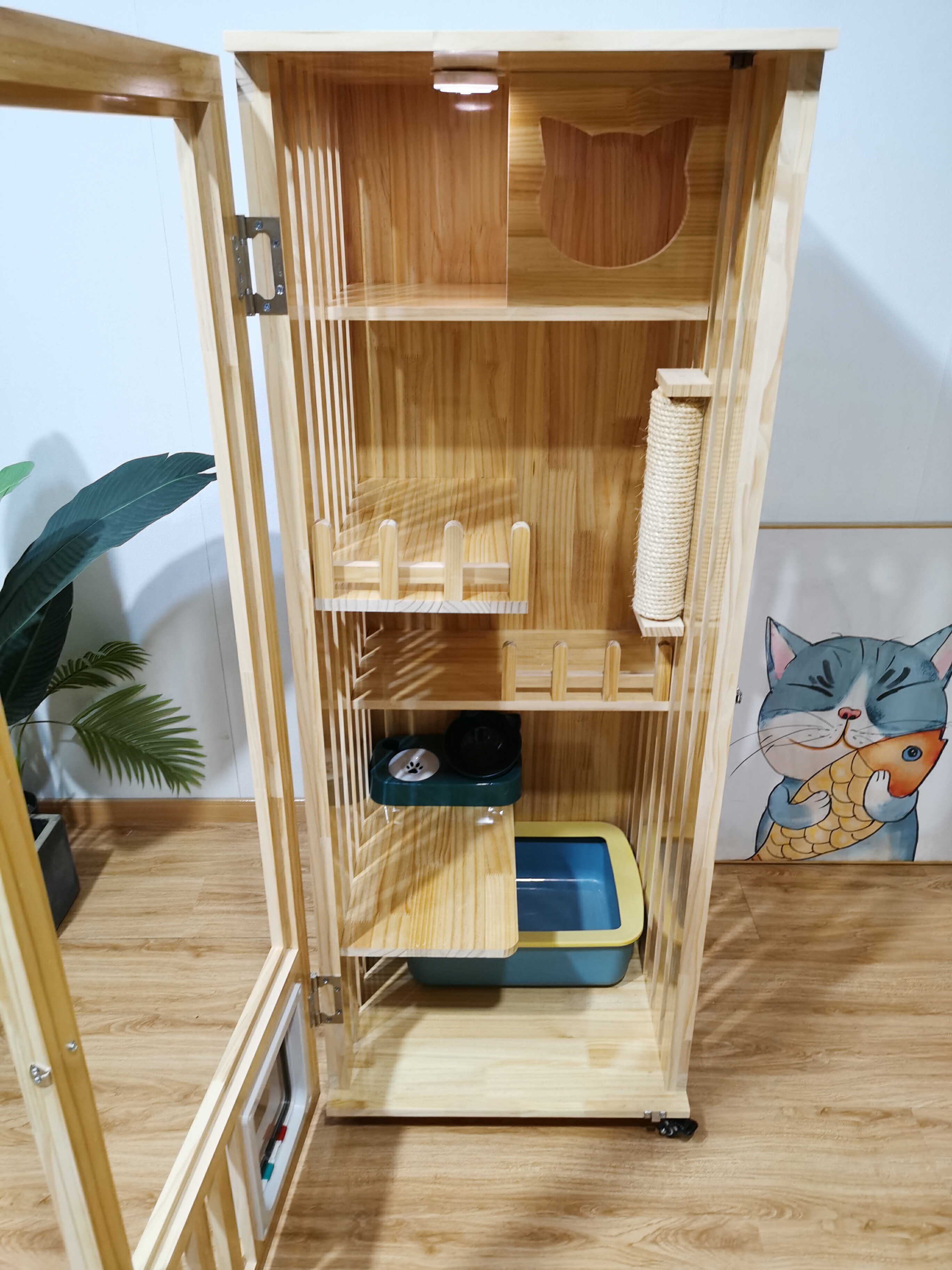 【台灣現貨】防水實木貓櫃 貓籠 貓籠子 豪華貓別墅 貓屋 貓房子 大貓籠籠子 室內貓房 貓公寓貓舍 6