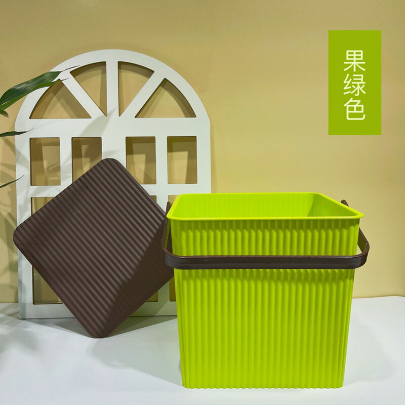 洗澡水桶凳炫彩條紋可坐帶蓋收納桶幼兒園釣魚桶方形加厚儲物桶