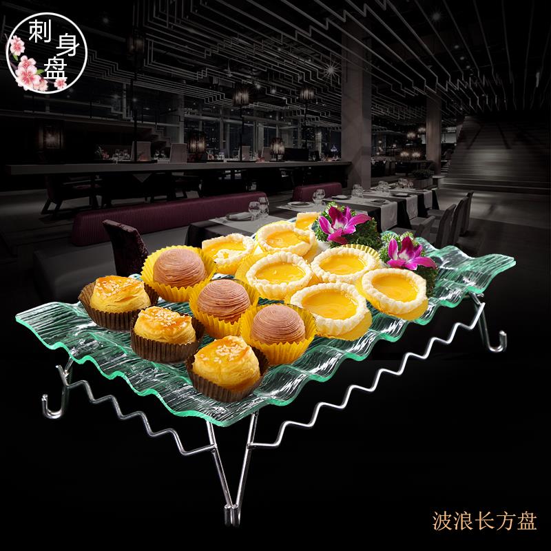亞克力刺身壽司自助餐甜品糕點盤長方水果盤蛋糕點心麵包展示盤