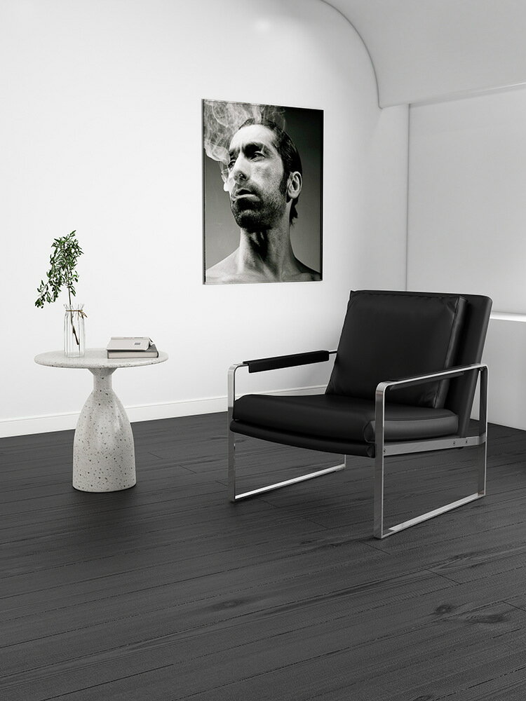 沙發椅 現代簡約陽臺咖啡休閑椅子設計師真皮單椅意式極簡客廳單人沙發椅