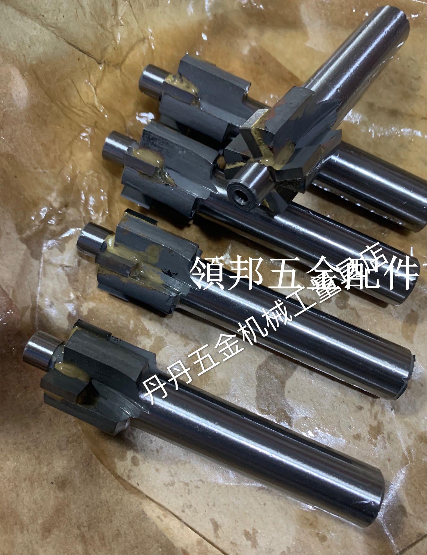 鑲合金直柄四刃螺絲沉頭銑刀 鎢鋼定位平底鍃鉆帶導柱 可非標定做[領邦五金配件]
